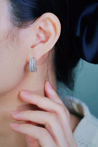 LUOWEND 18K White Gold Real Natural Diamond Hoop Earrings for Women