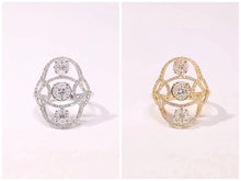 Load image into Gallery viewer, LUOWEND 18K White or Yellow Gold Real Natural Diamond Ring for Women
