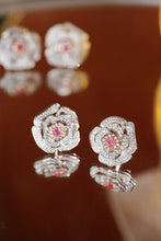 Load image into Gallery viewer, LUOWEND 18K White Gold Natural Pink Diamond Earrings for Women
