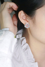 Load image into Gallery viewer, LUOWEND 18K White Gold Natural Pink Diamond Earrings for Women
