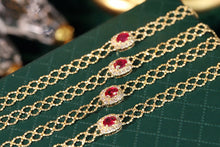 Load image into Gallery viewer, LUOWEND 18K Yellow Gold Real Natural Ruby and Diamond Gemstone Bracelet for Women
