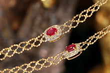Load image into Gallery viewer, LUOWEND 18K Yellow Gold Real Natural Ruby and Diamond Gemstone Bracelet for Women
