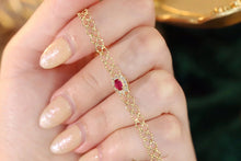 Load image into Gallery viewer, LUOWEND 18K Yellow Gold Real Natural Ruby and Diamond Gemstone Bracelet for Women
