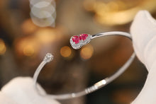 Load image into Gallery viewer, LUOWEND 18K White Gold Real Natural Ruby and Diamond Gemstone Bracelet for Women
