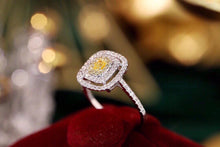 Load image into Gallery viewer, LUOWEND 18K White Gold Real Natural Yellow Diamond Ring for Women
