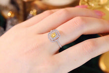 Load image into Gallery viewer, LUOWEND 18K White Gold Real Natural Yellow Diamond Ring for Women

