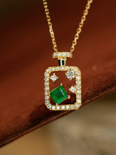 Load image into Gallery viewer, LUOWEND 18K Yellow Gold Fine Jewelry Natural Emerald Necklace for Women
