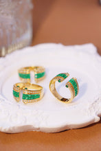 Load image into Gallery viewer, LUOWEND 18K Yellow Gold Real Natural Emerald and Diamond Gemstone Ring for Women
