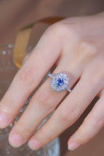 Load image into Gallery viewer, LUOWEND 18K White Gold Real Natural Sapphire and Diamond Gemstone Ring for Women

