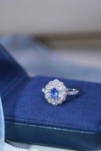 Load image into Gallery viewer, LUOWEND 18K White Gold Real Natural Sapphire and Diamond Gemstone Ring for Women
