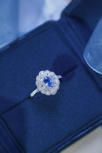 Load image into Gallery viewer, LUOWEND 18K White Gold Real Natural Sapphire and Diamond Gemstone Ring for Women
