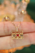 Load image into Gallery viewer, LUOWEND 18K Yellow Gold Real Natural Ruby and Diamond Gemstone Necklace for Women
