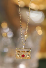 Load image into Gallery viewer, LUOWEND 18K Yellow Gold Real Natural Ruby and Diamond Gemstone Necklace for Women

