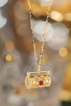 Load image into Gallery viewer, LUOWEND 18K Yellow Gold Real Natural Ruby and Diamond Gemstone Necklace for Women
