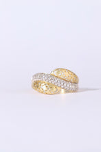 Load image into Gallery viewer, LUOWEND 18K White&amp;Yellow Gold Real Natural Diamond Ring for Women
