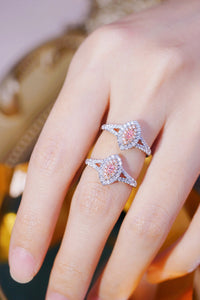 LUOWEND 18K White Gold Real Natural Pink Diamond Ring for Women