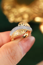 Load image into Gallery viewer, LUOWEND 18K White&amp;Yellow Gold Real Natural Diamond Ring for Women
