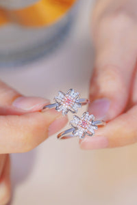 LUOWEND 18K White Gold Real Natural Pink Diamond Ring for Women