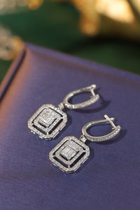 LUOWEND 18K White Gold Real Natural Diamond Hoop Earrings for Women