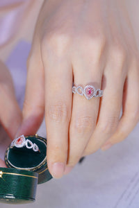 LUOWEND 18K White Gold Real Natural Pink Diamond Ring for Women