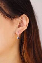 Load image into Gallery viewer, LUOWEND 18K White Gold Real Natural Sapphire or Ruby and Diamond Gemstone Earrings for Women
