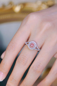 LUOWEND 18K White Gold Real Natural Pink Diamond Ring for Women