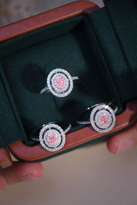 LUOWEND 18K White Gold Real Natural Pink Diamond Ring for Women