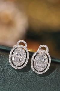 LUOWEND 18K White Gold Real Natural Diamond Stud Earrings for Women