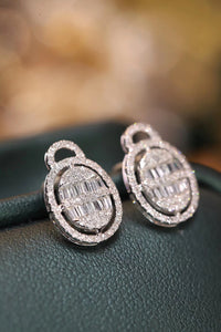 LUOWEND 18K White Gold Real Natural Diamond Stud Earrings for Women