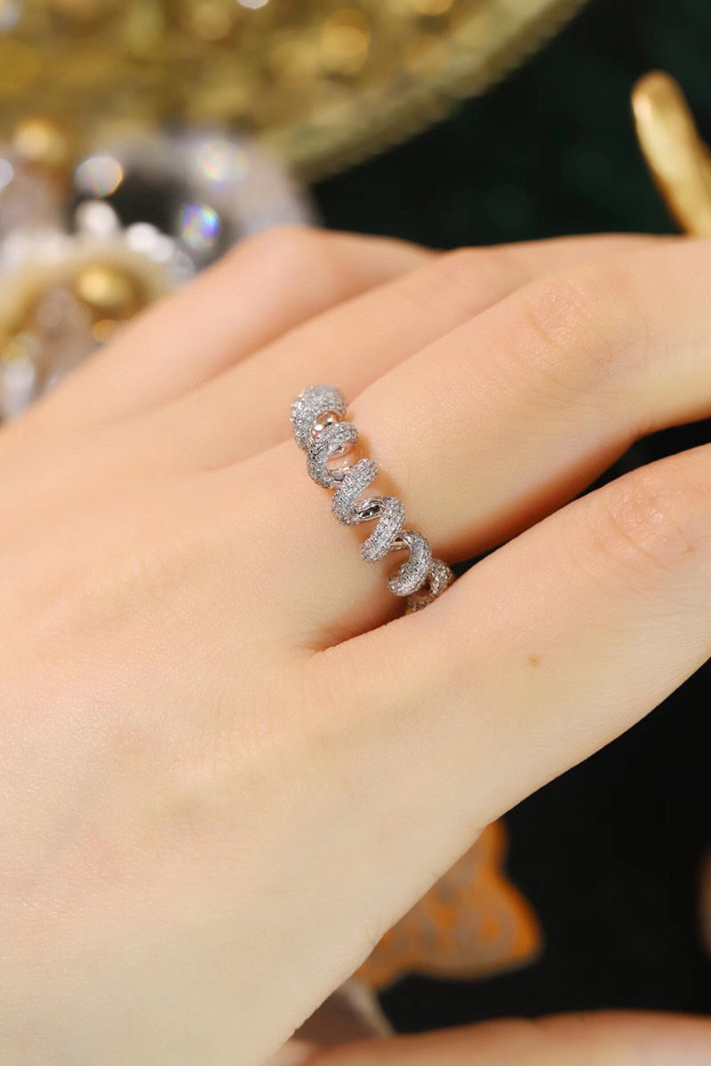 LUOWEND 18K White Gold Real Natural Diamond Ring for Women