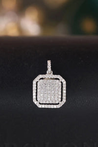 LUOWEND 18K White Gold Real Natural Diamond Pendant Necklace for Women