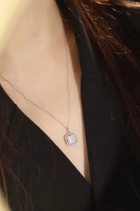LUOWEND 18K White Gold Real Natural Diamond Pendant Necklace for Women