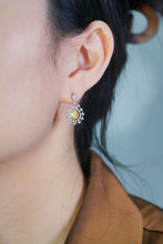 Load image into Gallery viewer, LUOWEND 18K White Gold Real Natural Yellow Diamond Drop Earrings for Women
