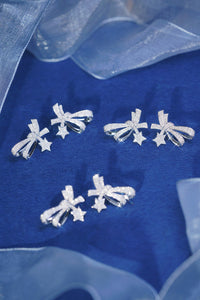 LUOWEND 18K White Gold Real Natural Diamond Stud Earrings for Women