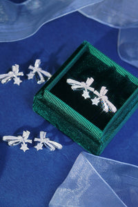LUOWEND 18K White Gold Real Natural Diamond Stud Earrings for Women
