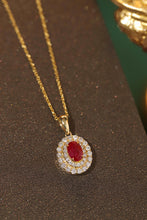 Load image into Gallery viewer, LUOWEND 18K Yellow Gold Real Natural Ruby and Diamond Gemstone Necklace for Women
