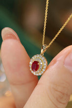 Load image into Gallery viewer, LUOWEND 18K Yellow Gold Real Natural Ruby and Diamond Gemstone Necklace for Women
