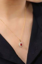 Load image into Gallery viewer, LUOWEND 18K Yellow Gold Real Natural Ruby and Diamond Gemstone Necklace for Women
