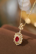 Load image into Gallery viewer, LUOWEND 18K Yellow Gold Real Natural Ruby and Diamond Gemstone Necklace for Women
