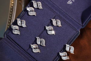 LUOWEND 18K White Gold Real Natural Diamond Stud Earrings for Women