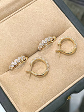 Load image into Gallery viewer, LUOWEND 18K Yellow Gold Fine Jewelry Real Natural Diamond Hoop Earrings for Women
