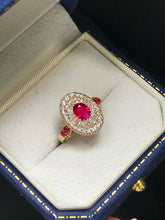 Load image into Gallery viewer, LUOWEND 18K Yellow Gold Natural Ruby Ring for Women
