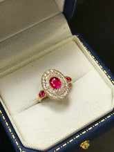 Load image into Gallery viewer, LUOWEND 18K Yellow Gold Natural Ruby Ring for Women
