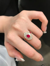 Load image into Gallery viewer, LUOWEND 18K Yellow Gold Natural Ruby Ring for Women
