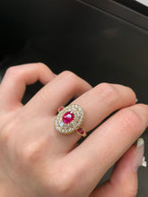 Load image into Gallery viewer, LUOWEND 18K Yellow Gold Natural Ruby Ring for Women
