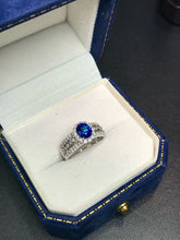 Load image into Gallery viewer, LUOWEND 18K White Gold Natural Sapphire Ring for Women
