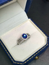 Load image into Gallery viewer, LUOWEND 18K White Gold Natural Sapphire Ring for Women
