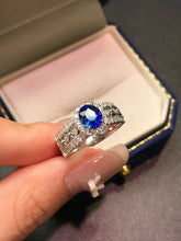 Load image into Gallery viewer, LUOWEND 18K White Gold Natural Sapphire Ring for Women
