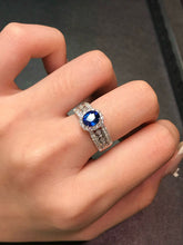 Load image into Gallery viewer, LUOWEND 18K White Gold Natural Sapphire Ring for Women

