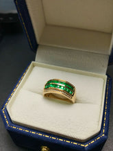 Load image into Gallery viewer, LUOWEND 18K Yellow Gold Natural Emerald Ring for Women
